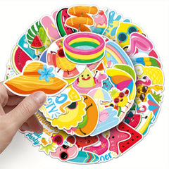 50pcs Summer Romance Stickers Vintage Vinyl Decals for DIY Luggage & Party