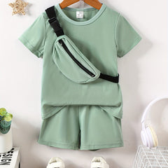Boys Casual T shirt & Shorts Set with Crossbody Bag - Summer Holiday Party