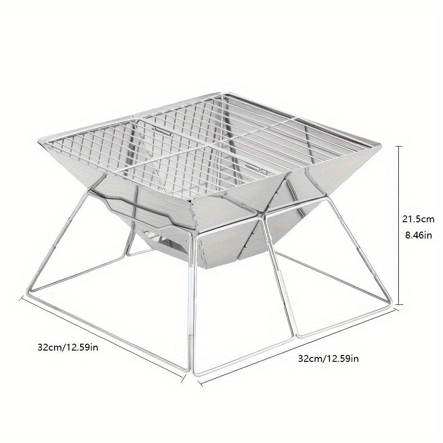 Portable Square BBQ Grill for Camping Picnic Stainless Steel High Temp Resistant