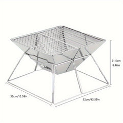 Portable Square BBQ Grill for Camping Picnic Stainless Steel High Temp Resistant