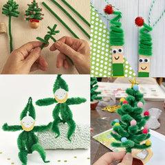 300pcs Dark Green Pipe Cleaner Craft Chenille Rod Christmas DIY Craft