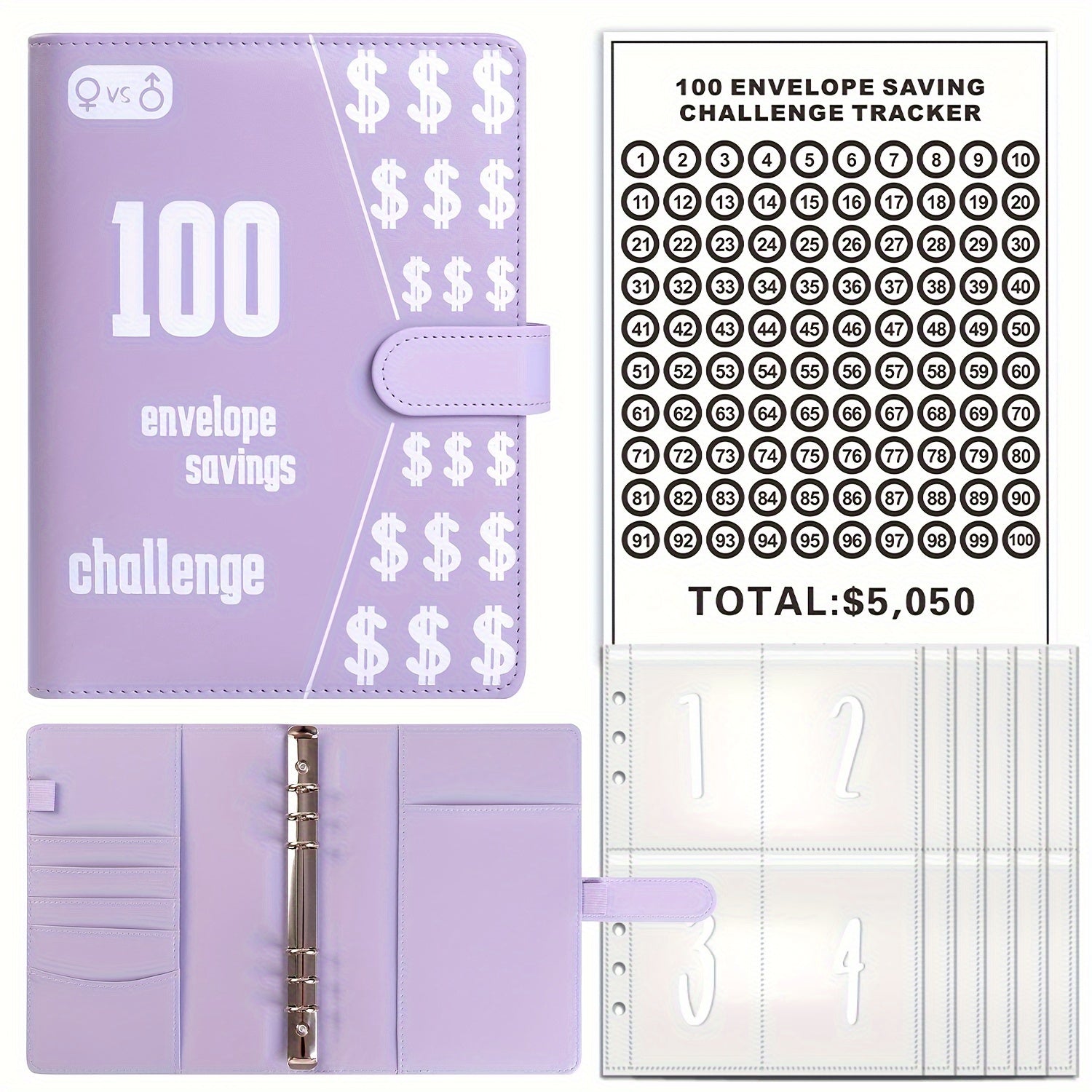 Savings Challenge Binder A5 Planner - Replaceable Core, Inner Lining, Cardboard