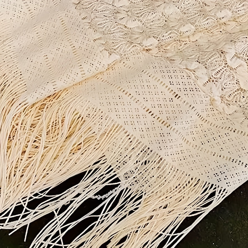 Embroidered Tassel Shawl Wrap Sunscreen Cape