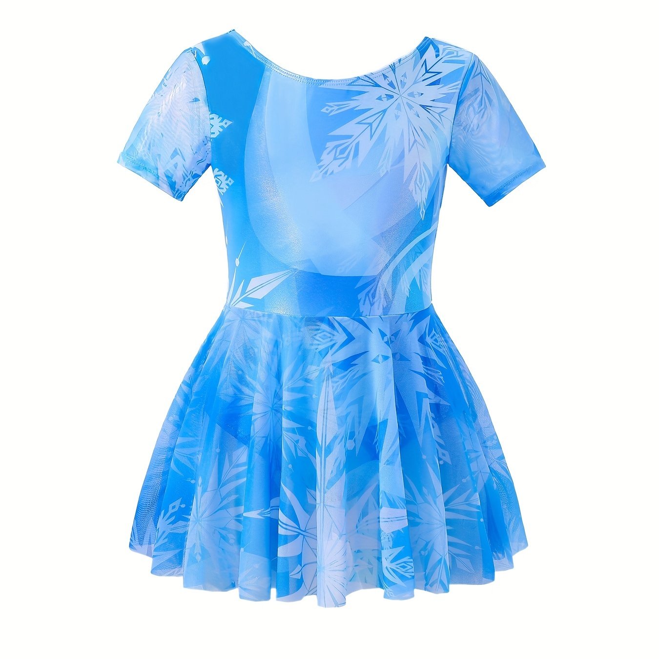 Girls Snowflake Gymnastics Dress with Cross Back