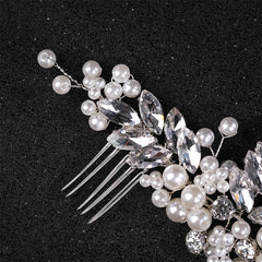 Bride Rhinestone Pearl Comb Wedding Headwear