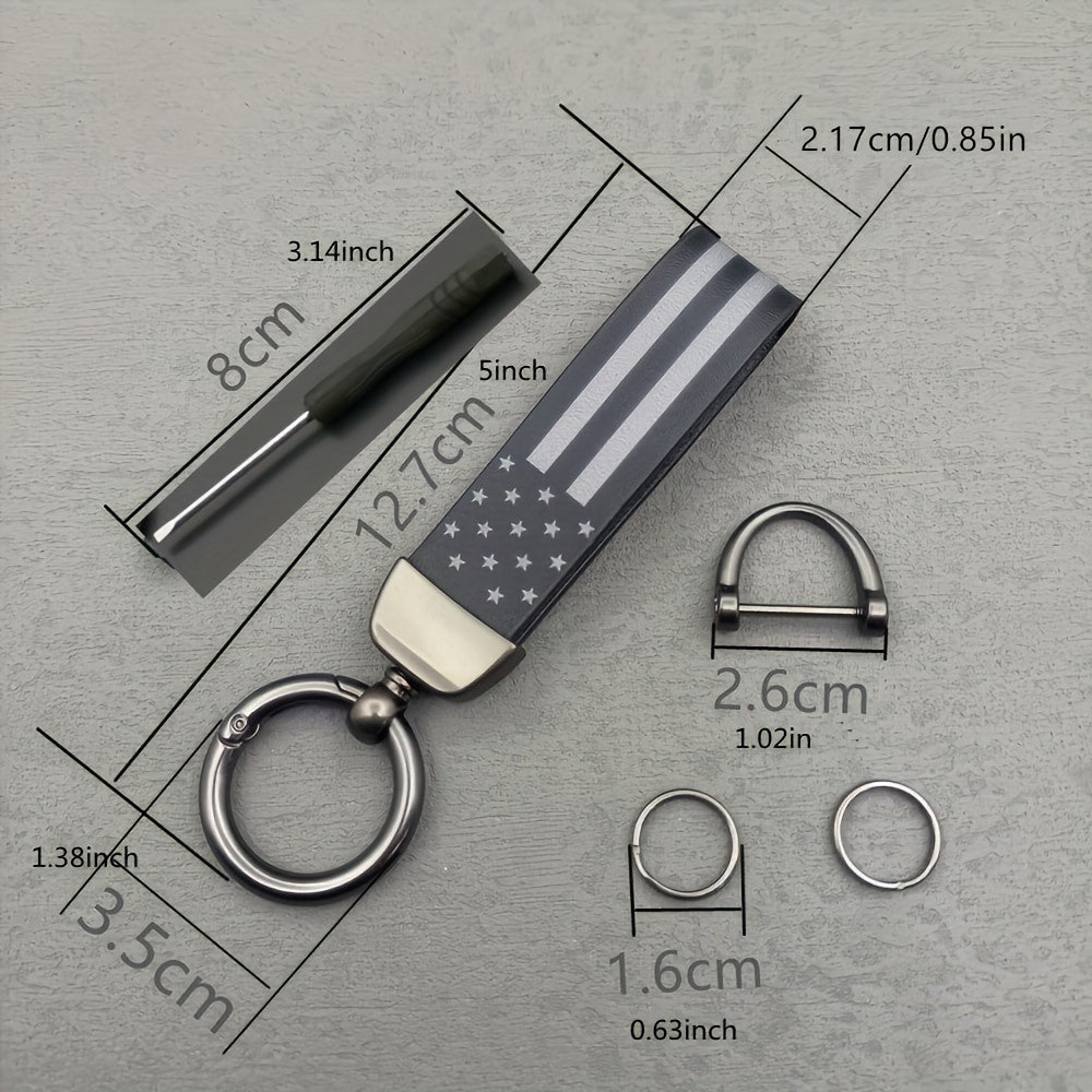 Flag Printed Key Chain PU Leather Key Ring Gift