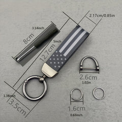 Flag Printed Key Chain PU Leather Key Ring Gift