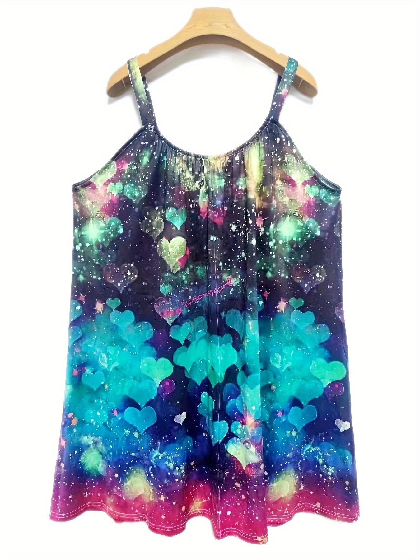 Women's Plus Heart Print Stretch Cami Beach Dress