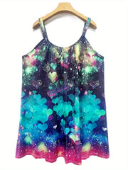 Women's Plus Heart Print Stretch Cami Beach Dress