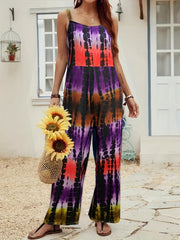 Tie Dye Wide Leg Cami Jumpsuit Casual Sleeveless Jumpsuit