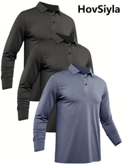 HovSiyla Men's Long Sleeve Golf T Shirt Quick Dry Moisture Wicking
