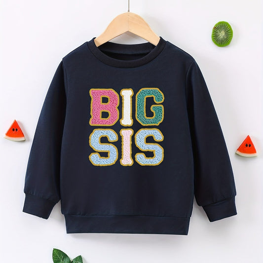 Big Sis Graphic Girls Sweatshirt Comfort Fit Kids Tops Pullover