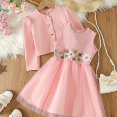 Girls Long Sleeve Jacket & Plaid Skirt Set for Party