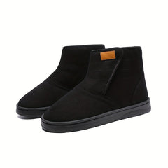 Thermal Fur Lined Snow Boots Suede Mid Calf Boots Round Toe Warm Winter Boots