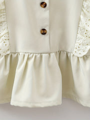 Toddler Girls Eyelet Embroidery Button Peplum Blouse Top