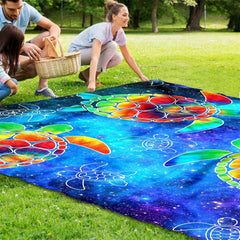 Colorful Turtle Picnic Mat Waterproof Sandproof for Picnics Camping