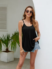 Pleated Spaghetti Strap Top Sleeveless Cami