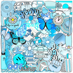 50 Waterproof Doodle Stickers for Water Bottles and Laptop