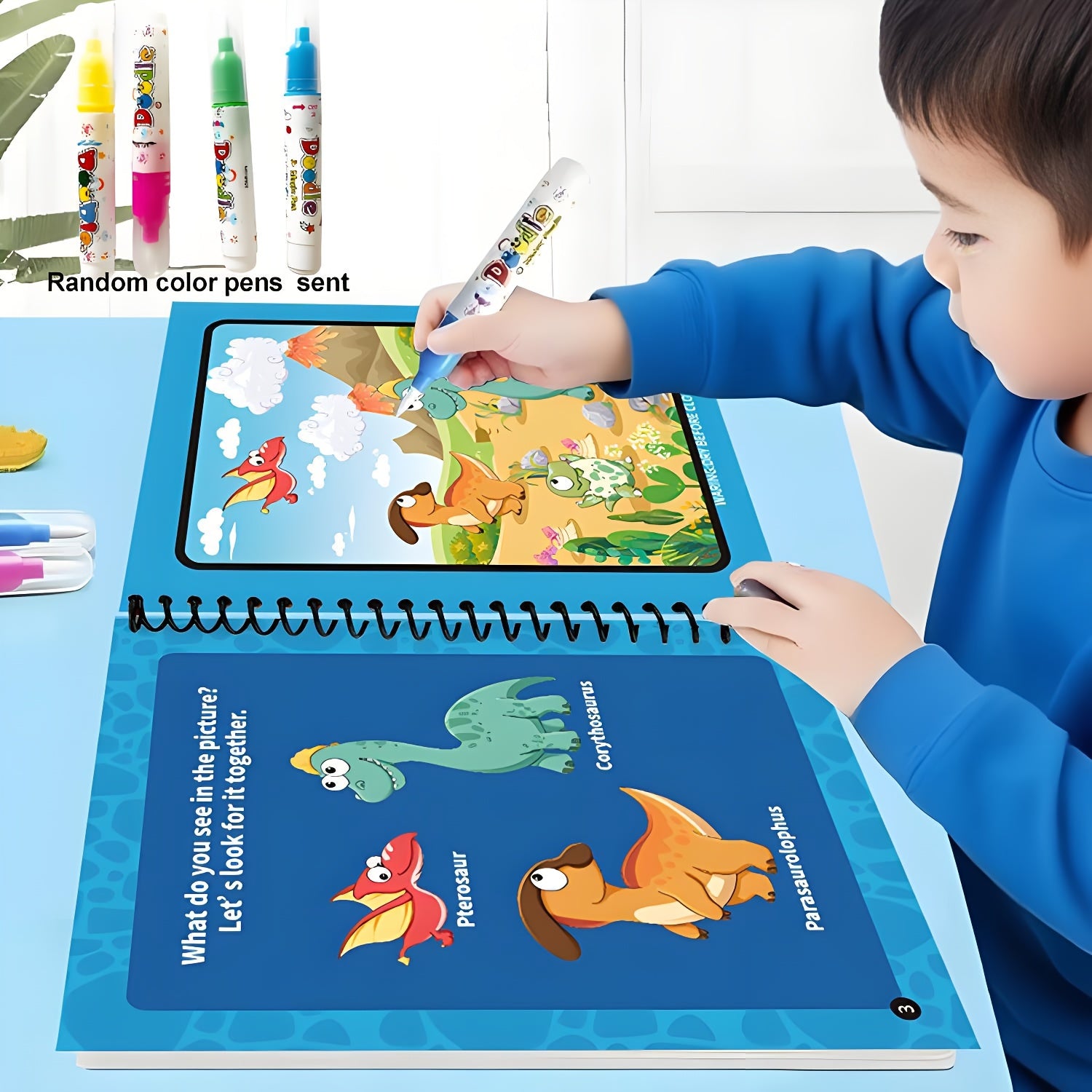 4pcs Reusable Water Coloring Books w/ Pens Animals & Sea Life Themes