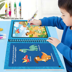 4pcs Reusable Water Coloring Books w/ Pens Animals & Sea Life Themes