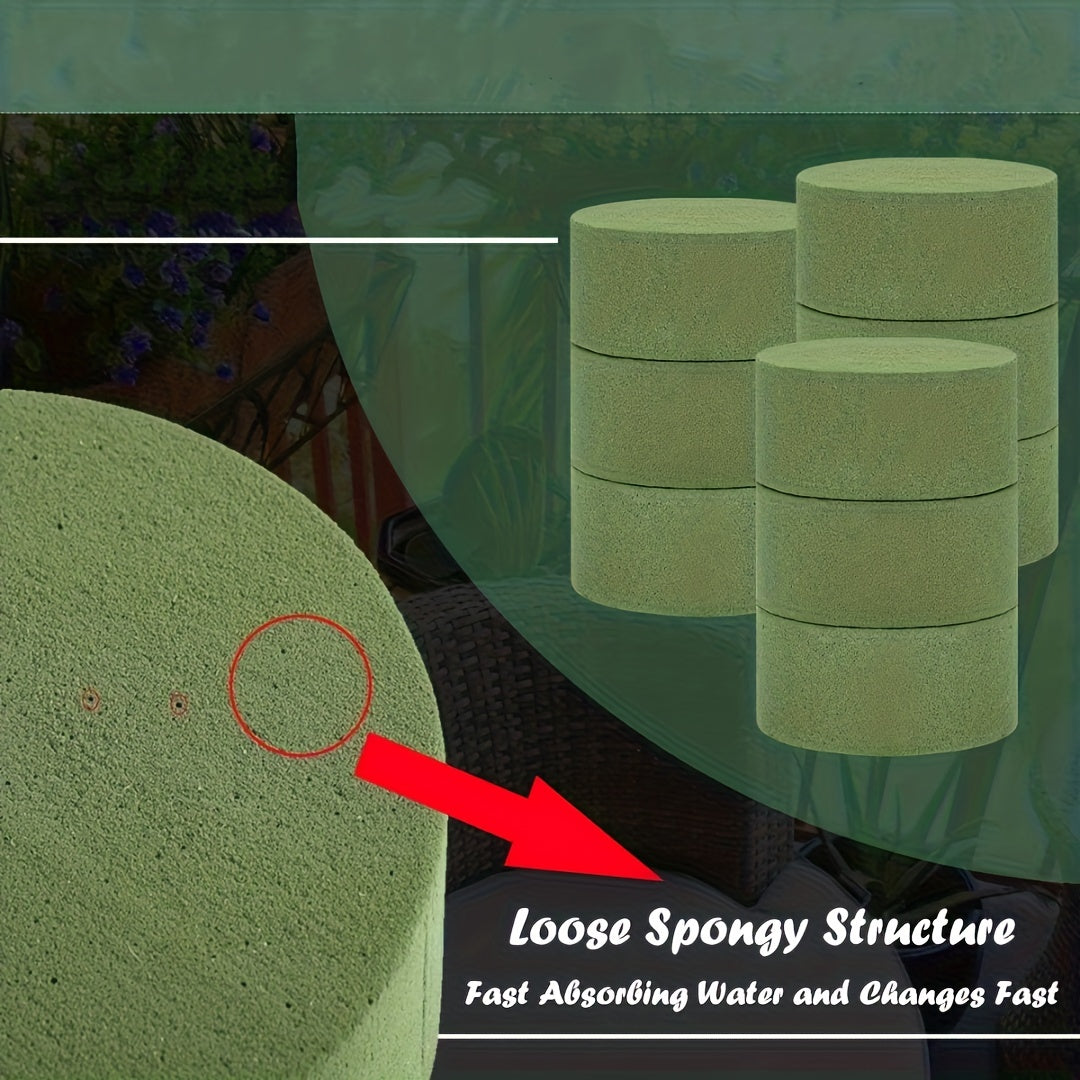 8pcs Green Foam Block for Artificial Flowers Round Dry Wet Foam Brick Flower