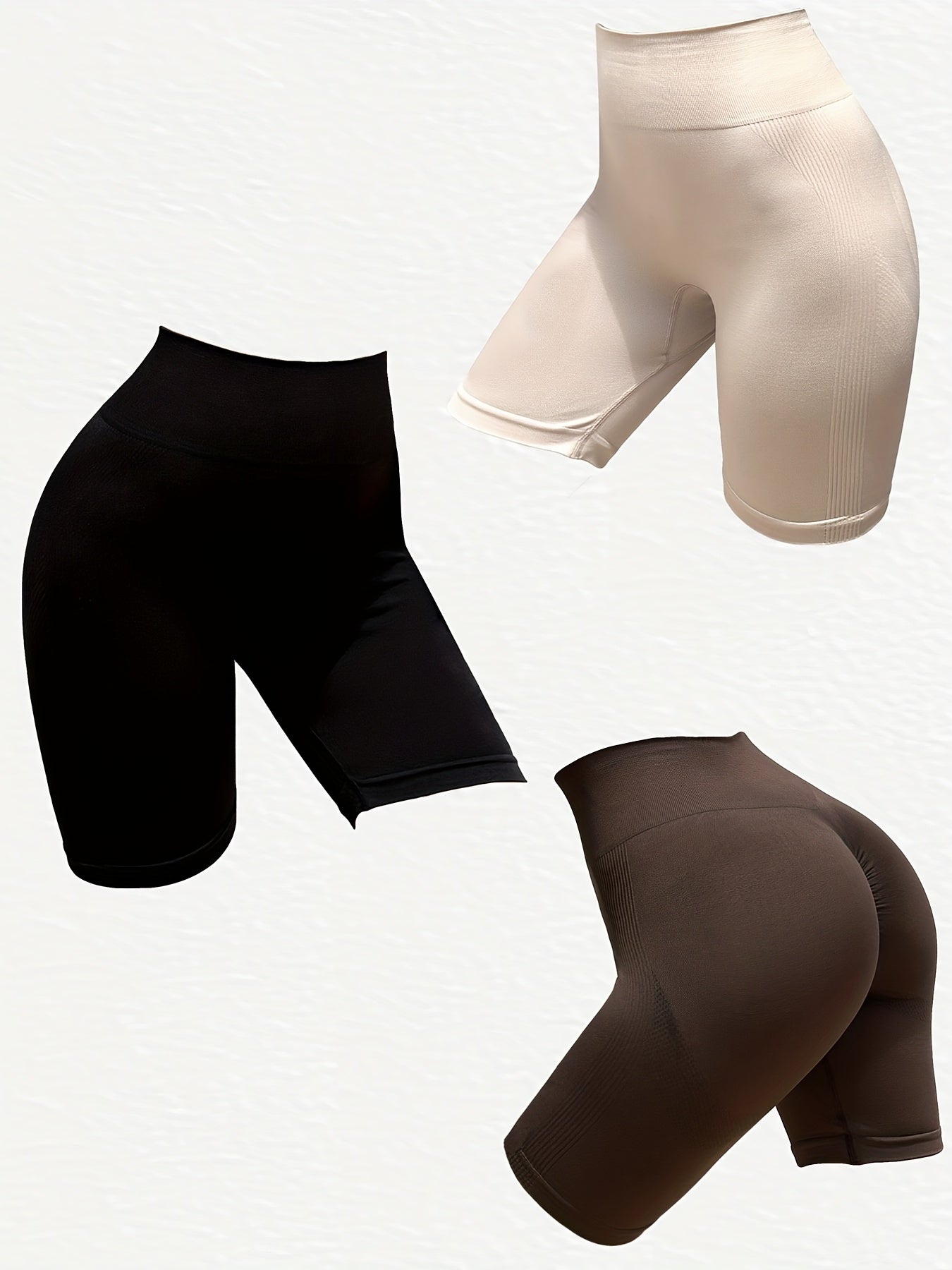 3pcs Seamless Yoga Shorts High Waist Butt Lift Athletic Running Pants