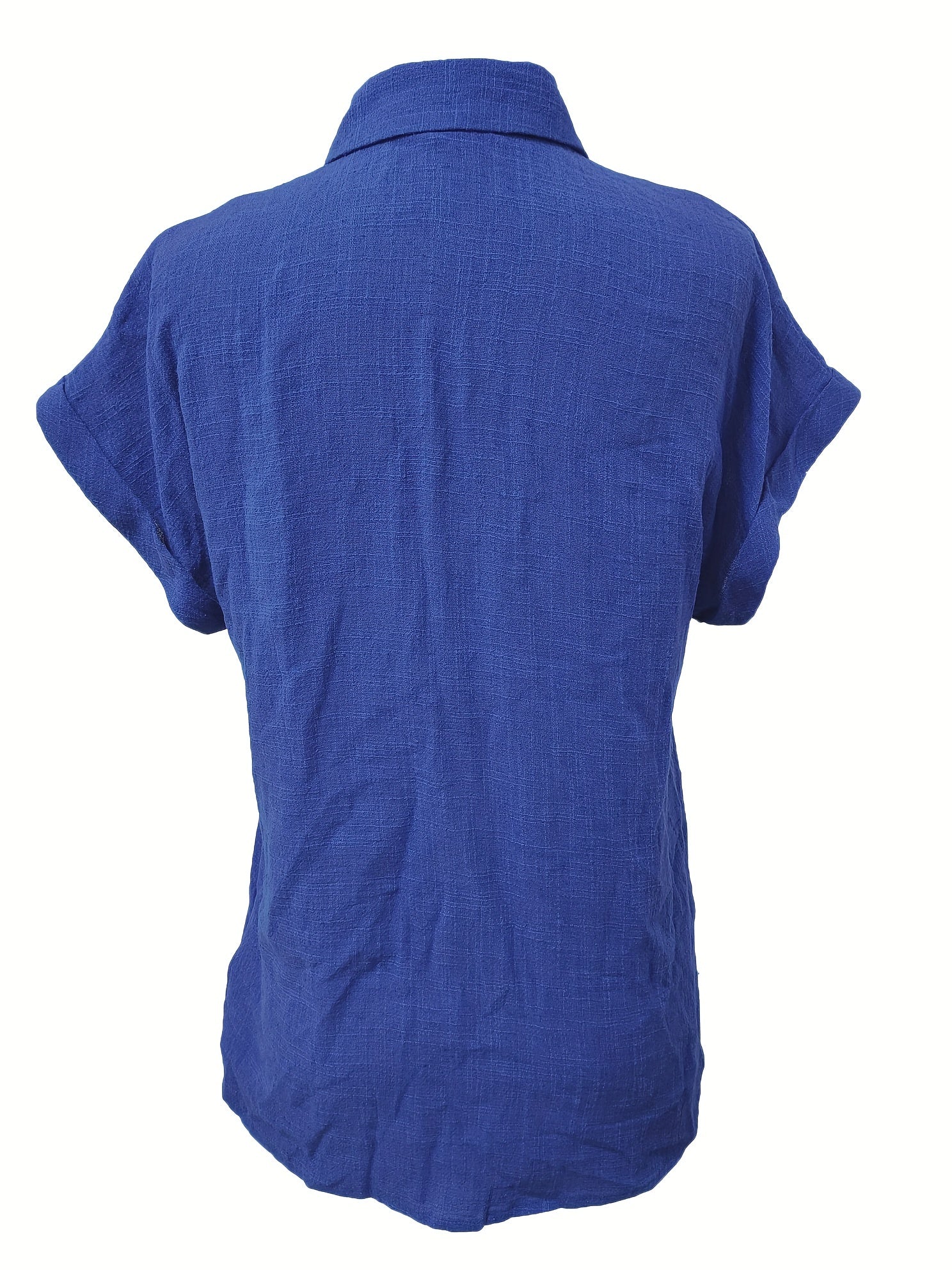 Casual Blouse Women's Plus Button Up Short Sleeve Blouse