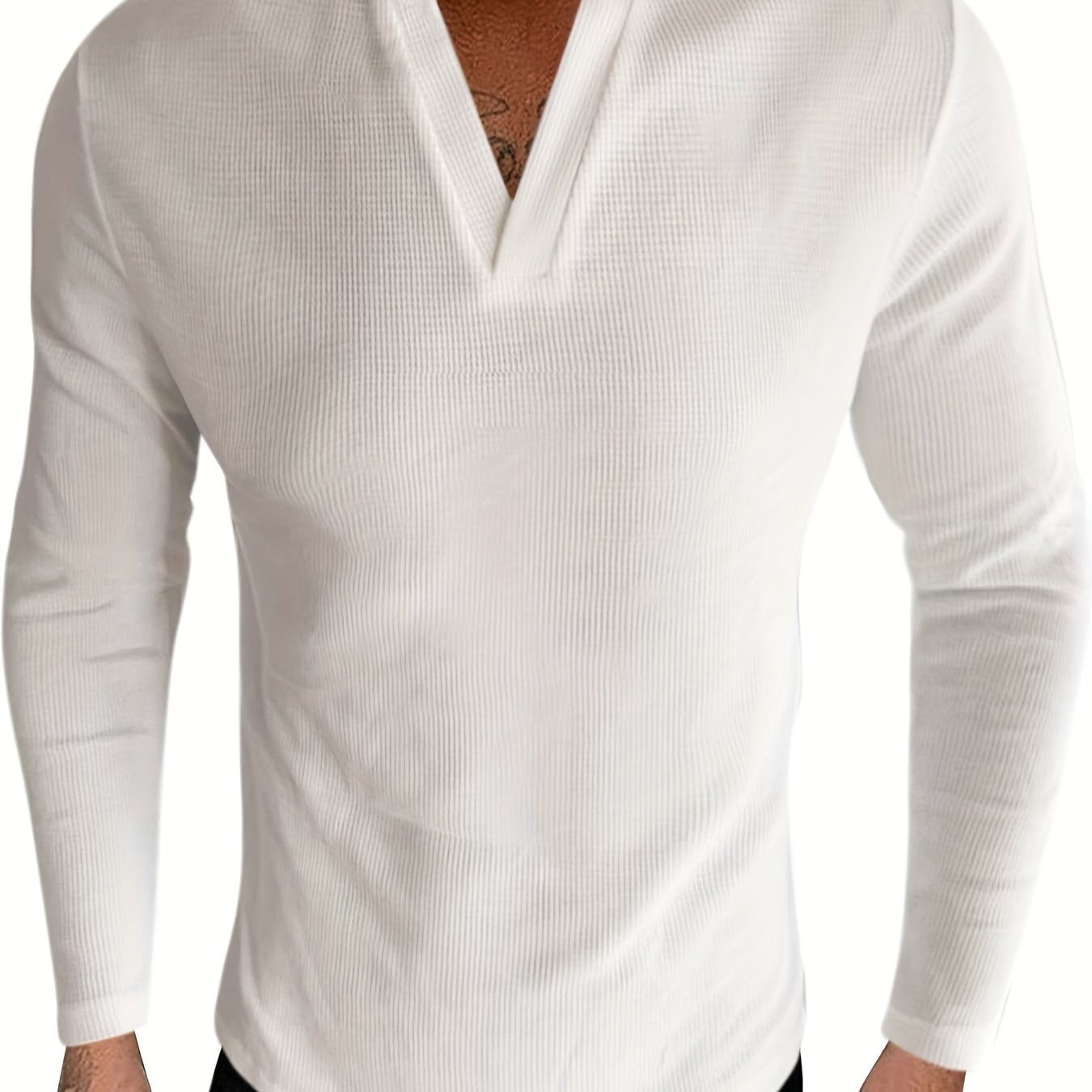 Men's Long Sleeve Casual V Neck T-Shirt for Outdoor Sports
