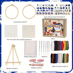 Needle Felting Kit with Wool, Needles, Finger Cot, Felt Cloth, Foam Table