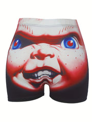 Graphic Print Skinny Shorts Yoga Casual Summer Shorts Women's Clothing