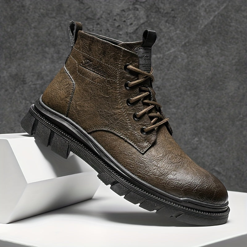 Men's Lace-up Ankle Boots Zipper Casual Walking Shoes