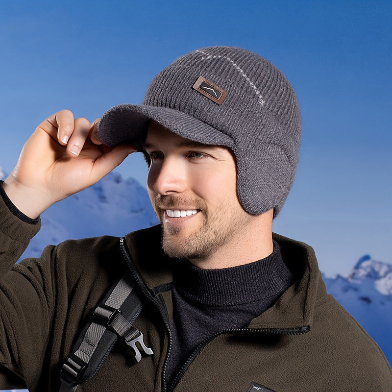 Men's Warm Knitted Hat Winter Ear Protection Baseball Cap