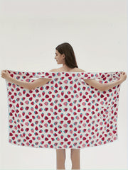 Strawberry Print Lounge Robe Warm & Bow Lounge Robe