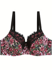 Floral & Leopard Print Lace T-shirt Bra