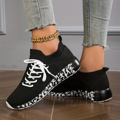 Women's Breathable Knit Sneakers Casual Lace Up Outdoor Shoes