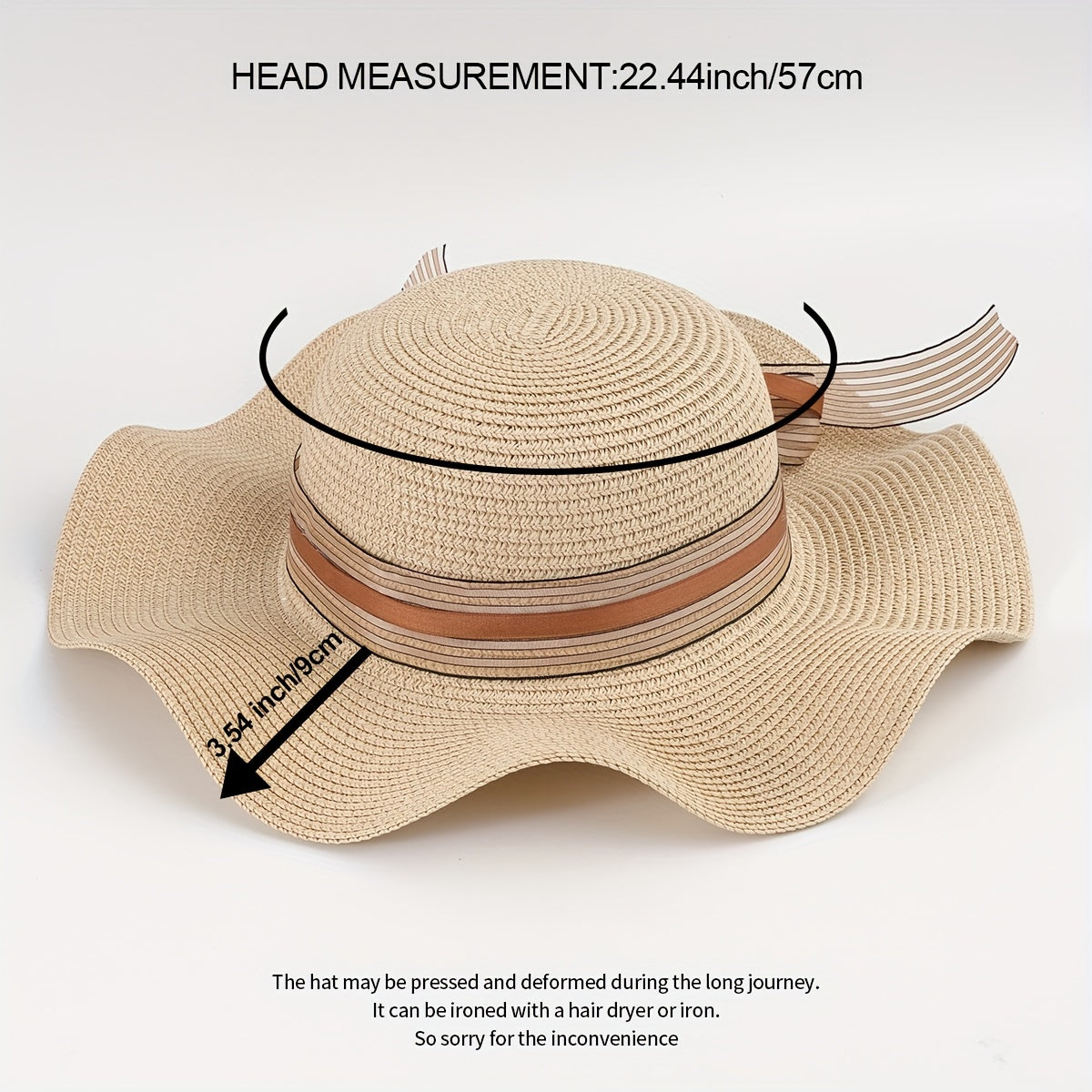 Striped Ribbon Bowknot Sun Hat Ruffles Wide Brim Straw Bucket Hats