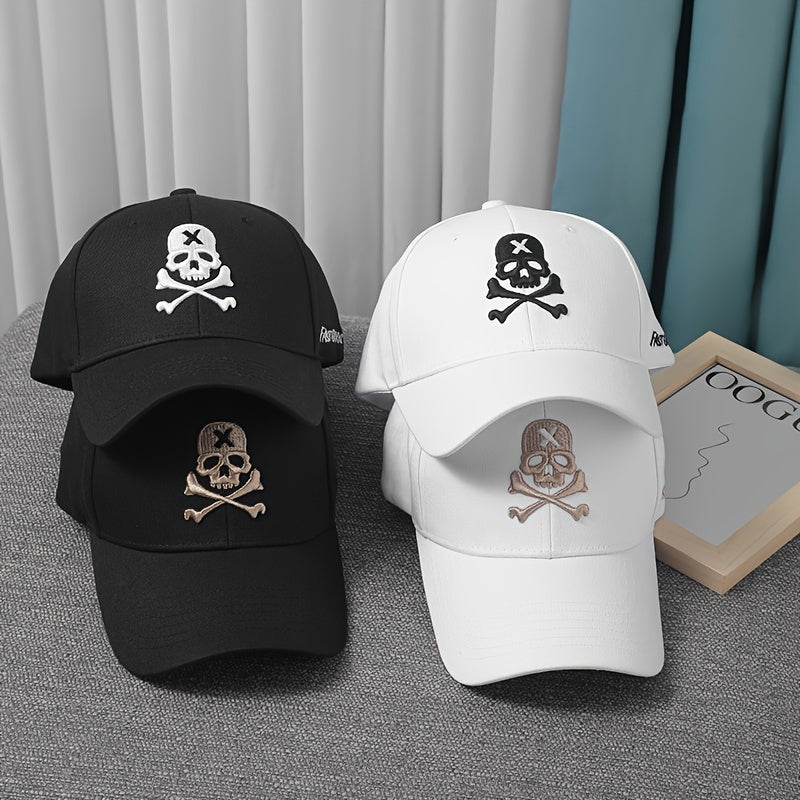 FASTGOOSE Baseball Cap Cotton Skull Embroidered Outdoor Sports Hip Hop Hat