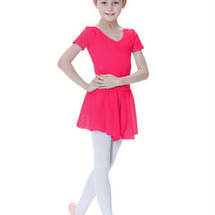 Girls Stretchy Short Sleeve Ballet Dress Leotard for Dance