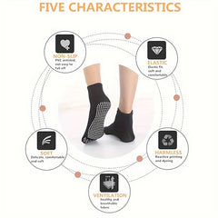 3 Pairs Non Slip Toe Socks Ankle Socks For Women Yoga Pilates Barre Ballet