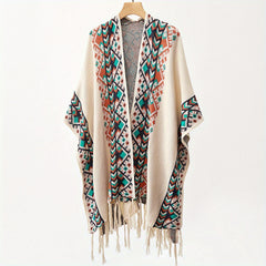 Boho Knit Shawl Tassel Cardigan Retro Windproof Wraps Women