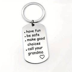 Stainless Steel Keychain Gift For Grandchild Son Daughter Key Ring