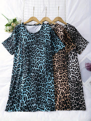 3 Pack Plus Size Leopard Print Nightdress Set