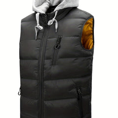 Men's Hooded Winter Vest Zip Up Casual Zipper Pockets