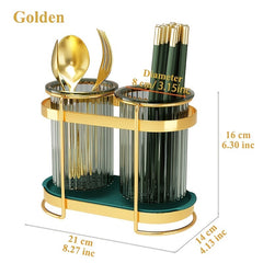 Kitchen Forks Chopsticks Holder Carbon Steel Wall Mount Countertop Storage Shelf