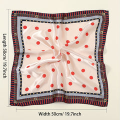 Polka Dot Print Square Scarf Woman Neckerchief Satin Shawl Head Wraps