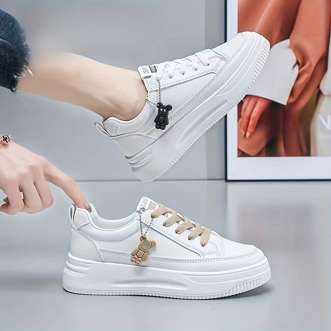 Women's Cartoon Bear Skate Shoes Charm Lace Up Platform