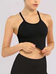 Women's Seamless Ribbed Camisole Racerback Crop Top