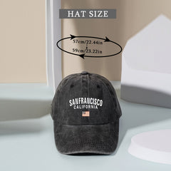 SANFRANCISCO Flag Print Baseball Cap Washed Distressed Solid Sports Hat