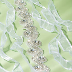 Rhinestone Mesh Ribbon Belt Bridal Wedding Belt