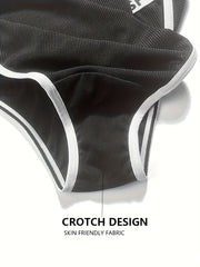 5pk Plus Size Panties Set Women's Contrast Letter Tape Mid Waisted Panties 5pcs